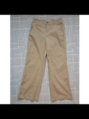 Loft Womens Monroe Wide Leg Petite 6P Chino Pants in Khaki